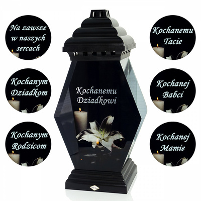 Znicz Frez Lilia czarny Dedykacja 39 cm