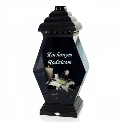 Znicz Frez Lilia czarny Dedykacja 39 cm