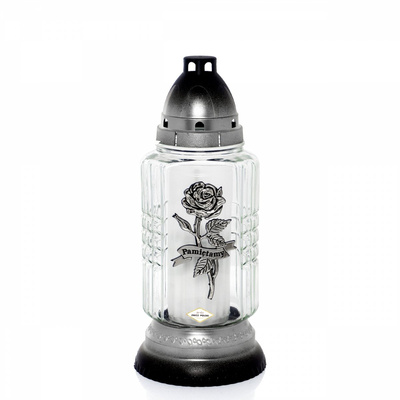 Znicz Polski Z539 Róża Pamiętamy szklany 25 cm