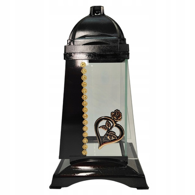 Znicz Glass Art Kapliczka Aplkacja Serce 31 cm