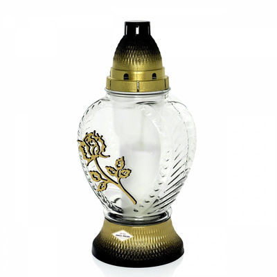 Znicz Polski L1210 Róża Ażur szklany 27 cm