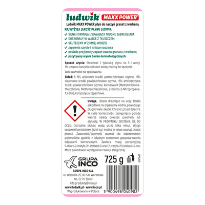 LUDWIK Maxx Power płyn do naczyń Granat 725 g