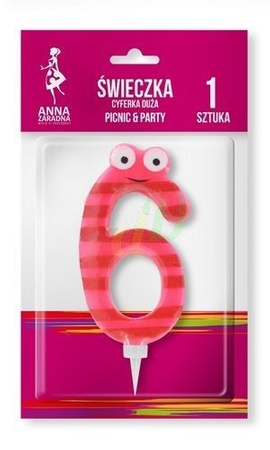 ANNA ZARADNA Świeczka urodzinowa cyfra 6 na tort