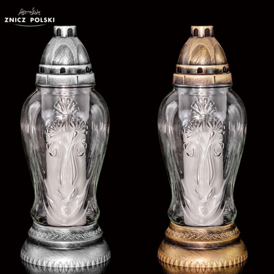 Znicz Polski Z478 Łowicz szklany złoty 29 cm