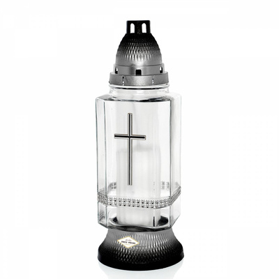 Znicz Polski Kwadrat Cekiny szklany 30 cm