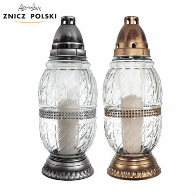 Znicz Polski L1850C Cyrkonie szklany 31 cm