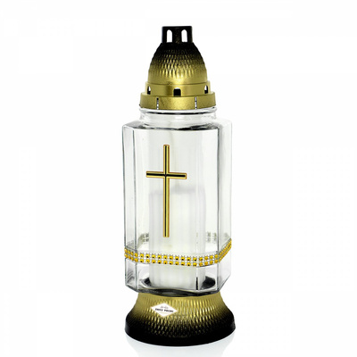 Znicz Polski Kwadrat Cekiny szklany 30 cm