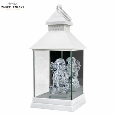 Znicz Latarnia LED Aniołek 8/18/YZE Biały 27 cm