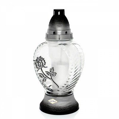 Znicz Polski L1210 Róża Ażur szklany 27 cm