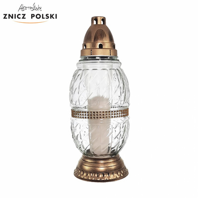 Znicz Polski L1850C Cyrkonie szklany 31 cm