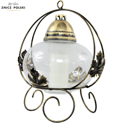 Znicz Artystyczny Kosz Klon Metal Szkło 42 cm