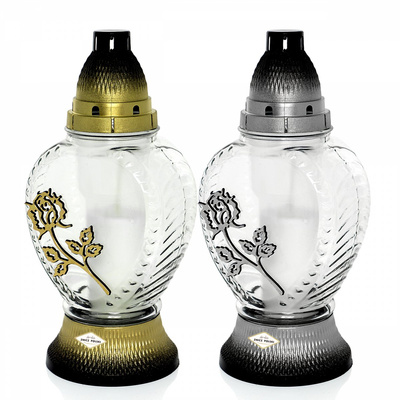 Znicz Polski L1210 Róża Ażur szklany 27 cm