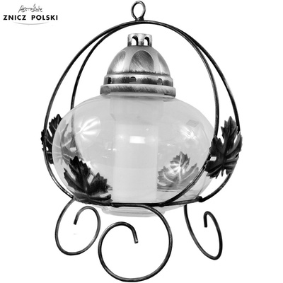 Znicz Artystyczny Kosz Klon Metal Szkło 42 cm
