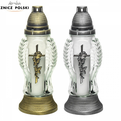 Znicz Polski Z509 Krzyż Róża szklany 29 cm