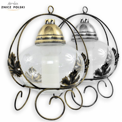 Znicz Artystyczny Kosz Klon Metal Szkło 42 cm