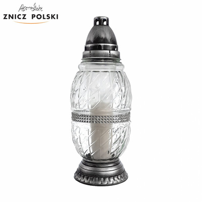 Znicz Polski L1850C Cyrkonie szklany 31 cm