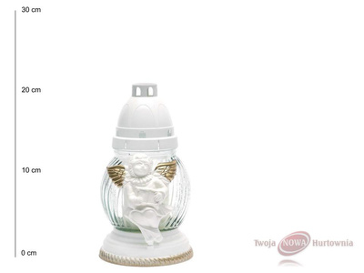Znicz Ignis ZP-02 Biały aplikacja Anioł 19 cm