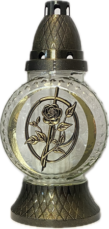 Znicz szklany ZW-290 Owal Róża 25cm średni