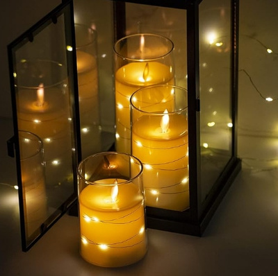 CORTINA Świeca LED z łańcuchem LED H125