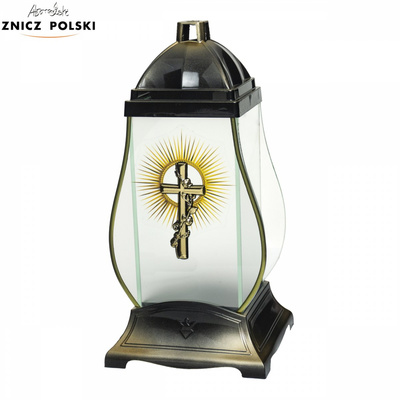 Znicz Gruszka Satyna Krzyż Promienie złoty 31 cm