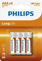 PHILIPS LONGLIFE AAA (R03) 1.5V baterie 4 szt.