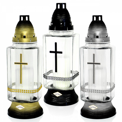 Znicz Polski Kwadrat Cekiny szklany 30 cm