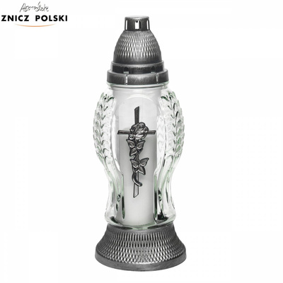 Znicz Polski Z509 Krzyż Róża szklany 29 cm