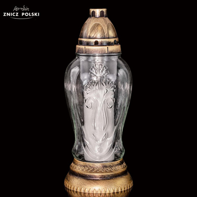Znicz Polski Z478 Łowicz szklany złoty 29 cm