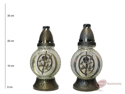 Znicz szklany ZW-290 Owal Róża 25cm średni