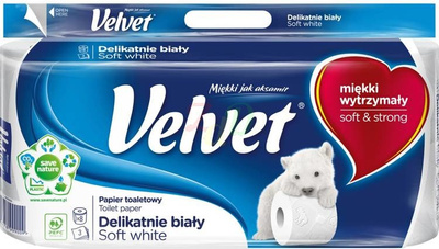 VELVET Delikatnie Biały papier toaletowy 8 rol.