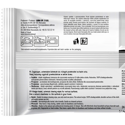 LUBA Czyszczące Uniwersalne Ściereczki Ocet 24szt.