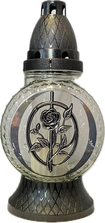 Znicz szklany ZW-290 Owal Róża 25cm średni