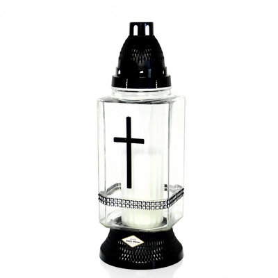 Znicz Polski Kwadrat Cekiny szklany 30 cm