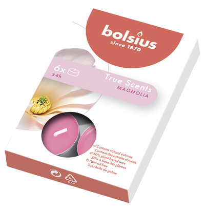 BOLSIUS podgrzewacze magnolia 6 szt.