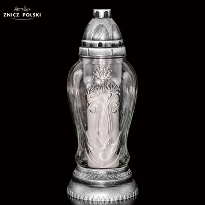 Znicz Polski Z478 Łowicz szklany srebrny 29 cm